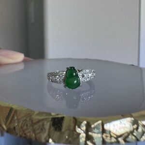 Jade ring silver setting